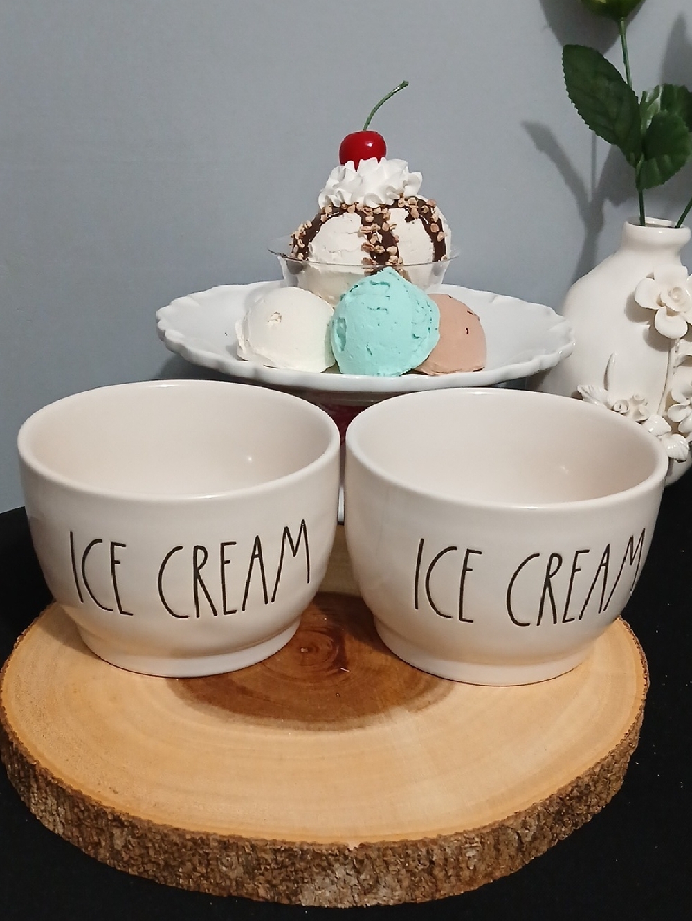 New! Rae Dunn White "Ice Cream" Ceramic Bowls - Set of 2 NWT